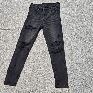American Eagle Next Level High-Waisted Ripped Skinny Jeans Sz 6 Short